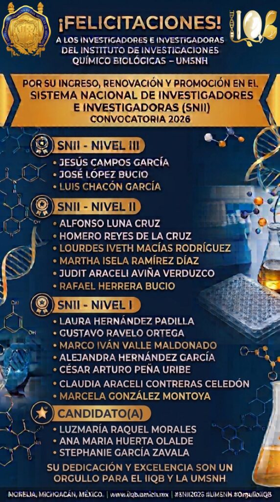 Reconocimiento de miembros de LNC-BIOSAA en el SNII-convocatoria 2026